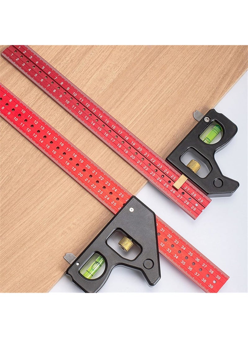 Cobest Combination Square Set, Square Ruler, Multifunctional Framing Square 30CM, Accurate 90/45 Degree Angles Square tool, Metal Measuring Instrument for DIY Enthusiasts and Professional Carpenters - Image 3