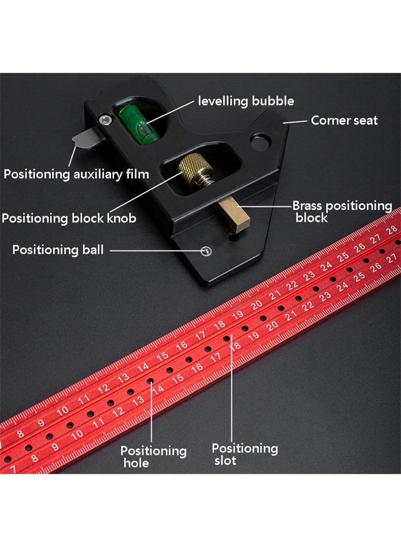 Cobest Combination Square Set, Square Ruler, Multifunctional Framing Square 30CM, Accurate 90/45 Degree Angles Square tool, Metal Measuring Instrument for DIY Enthusiasts and Professional Carpenters - Image 5
