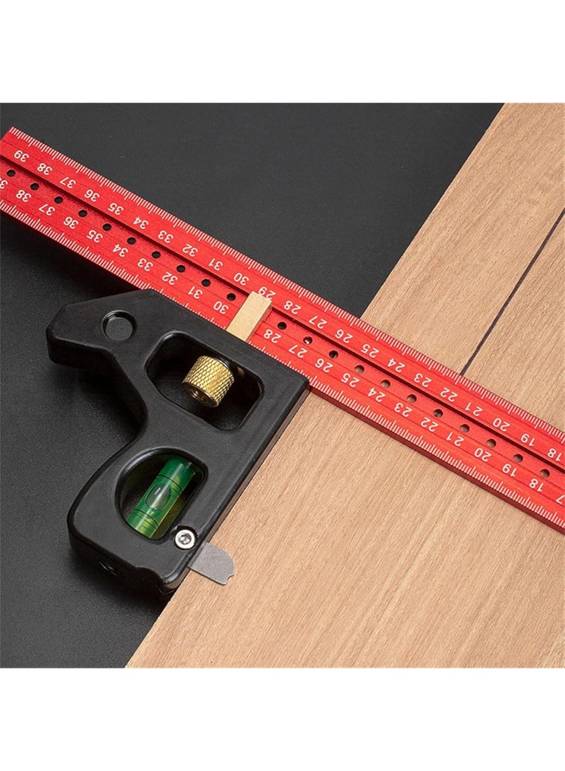 Cobest Combination Square Set, Square Ruler, Multifunctional Framing Square 30CM, Accurate 90/45 Degree Angles Square tool, Metal Measuring Instrument for DIY Enthusiasts and Professional Carpenters - Image 2