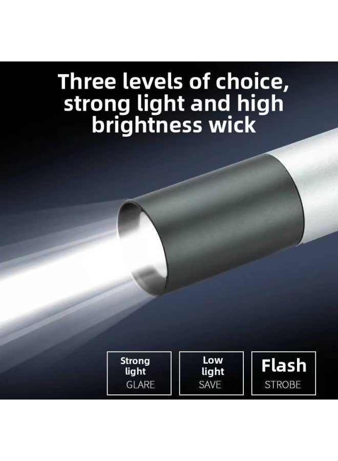 Loquat Portable Aluminum Alloy Flashlight Telescopic Zoom Strong Light Cob Work Light Led Rechargeable Mini Flashlight-Color:518A Black-aluminum Alloy Fixed Focus + Hand Rope + USB Line - Image 3