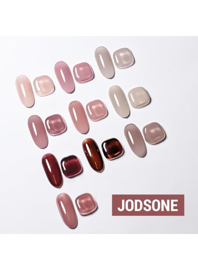 JODSONE 12PCS Gel Nail Polish Set 10 Translucent Jelly Colors Natural Elegant Long Lasting For Home Salon Use - Image 3