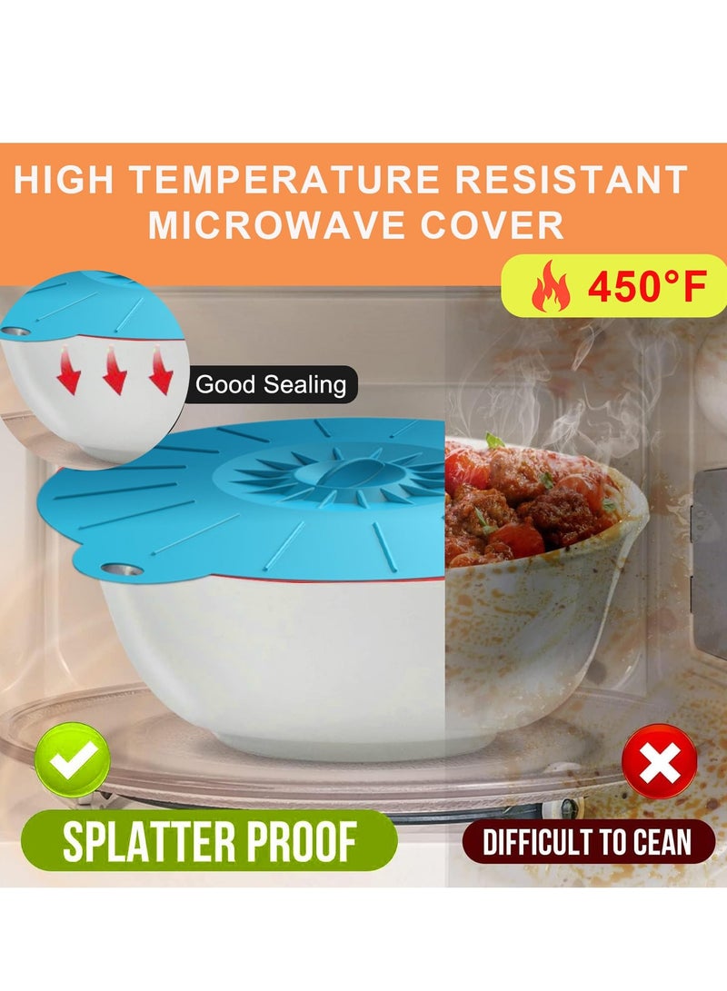 7 Pack Silicone Lids, Microwave Splatter Cover, 5 Sizes Reusable Heat Resistant Food Suction Lids fits Cups, Bowls, Plates, Pots, Pans, Skillets, Stove Top, Oven, Fridge BPA Free, Mothers Day Gifts  - Image 4