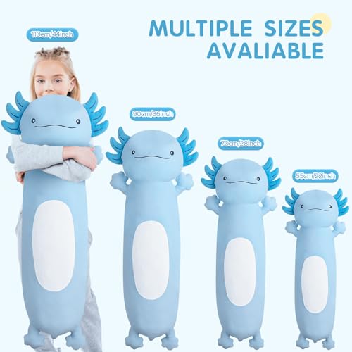 Dalmao 44 inch Cute Giant Blue Axolotl Plush Soft Body Pillow Large Axolotl Stuffed Animals Toy Squishy Plushies Gifts for Kids Boys Girls Birthday - Image 5