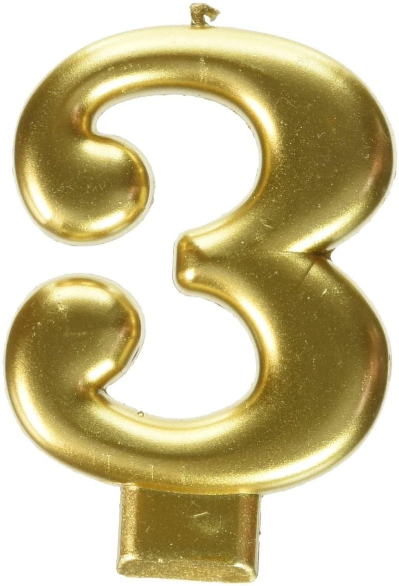 Amscan Number 3 Metallic Gold Candle 1ct 3 14