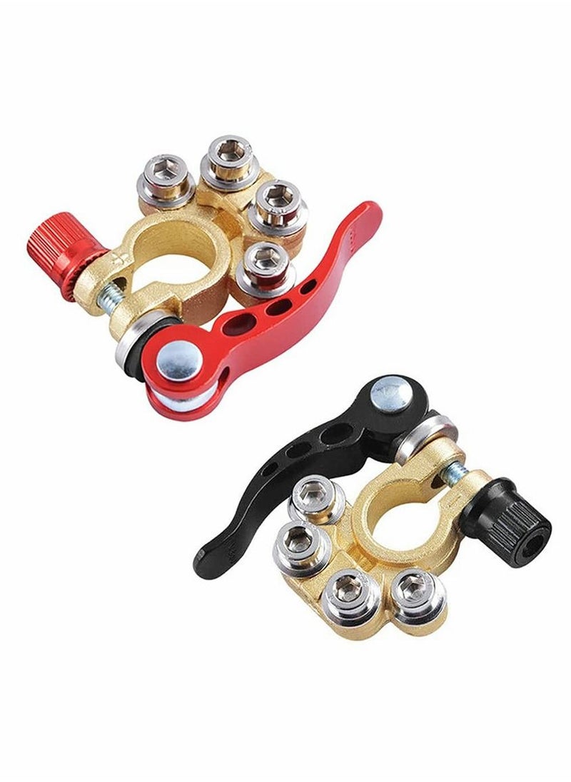 Generic - Battery Terminal Clamp Connectors, Quick Release Disconnect Car Battery Terminal, 4 Way Positive Negative Car Battery Terminals Connector for SAE/JIS Type A Posts(2Pcs) - Image 1