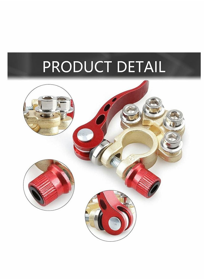 Generic - Battery Terminal Clamp Connectors, Quick Release Disconnect Car Battery Terminal, 4 Way Positive Negative Car Battery Terminals Connector for SAE/JIS Type A Posts(2Pcs) - Image 1
