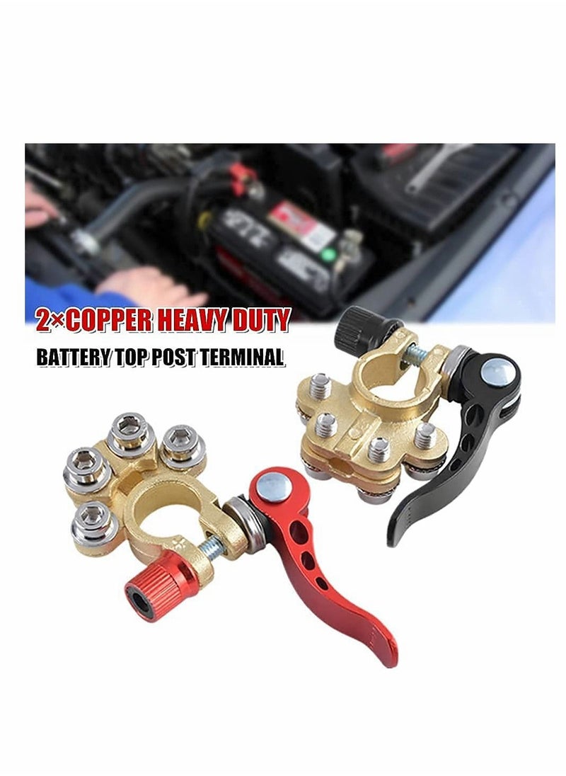 Generic - Battery Terminal Clamp Connectors, Quick Release Disconnect Car Battery Terminal, 4 Way Positive Negative Car Battery Terminals Connector for SAE/JIS Type A Posts(2Pcs) - Image 1