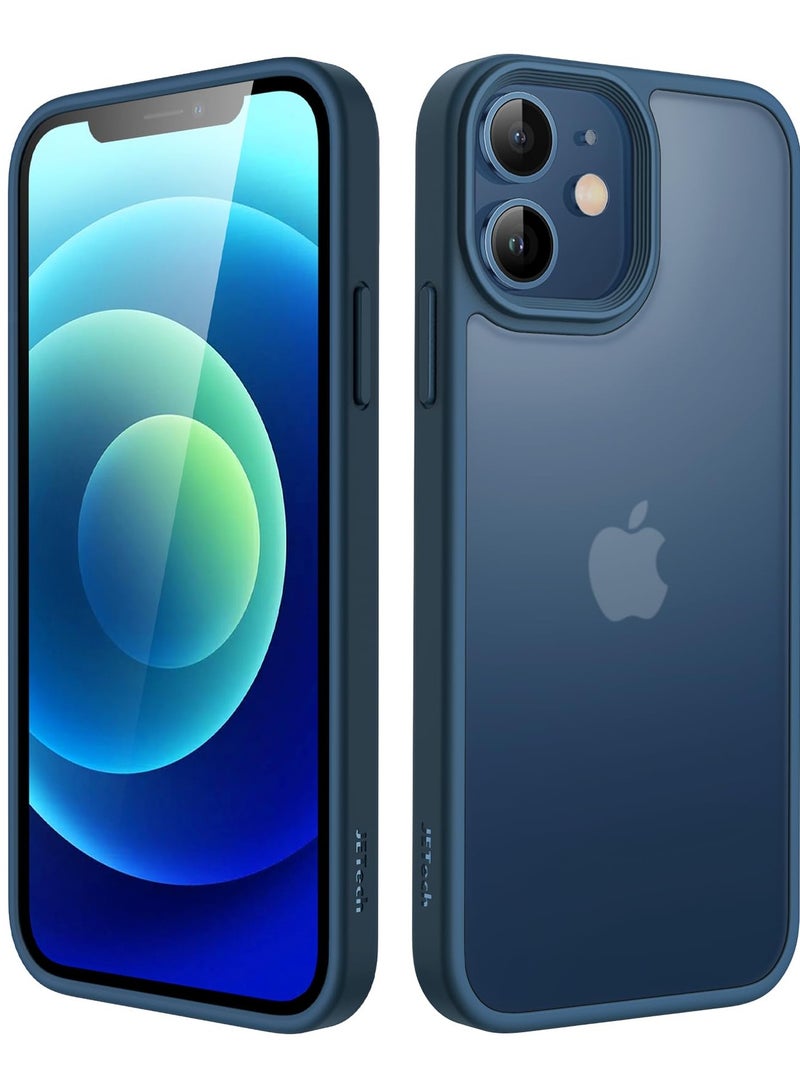 جي تيك حافظة غير لامعة لهاتف آيفون 12 ميني 5.4 بوصة مقاومة للصدمات بدرجة عسكرية حماية من السقوط غطاء خلفي شفاف بلوري مضاد لبصمات الأصابع أزرق - Image 1