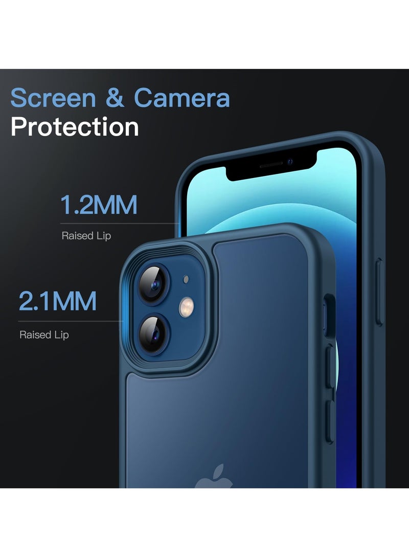 جي تيك حافظة غير لامعة لهاتف آيفون 12 ميني 5.4 بوصة مقاومة للصدمات بدرجة عسكرية حماية من السقوط غطاء خلفي شفاف بلوري مضاد لبصمات الأصابع أزرق - Image 5