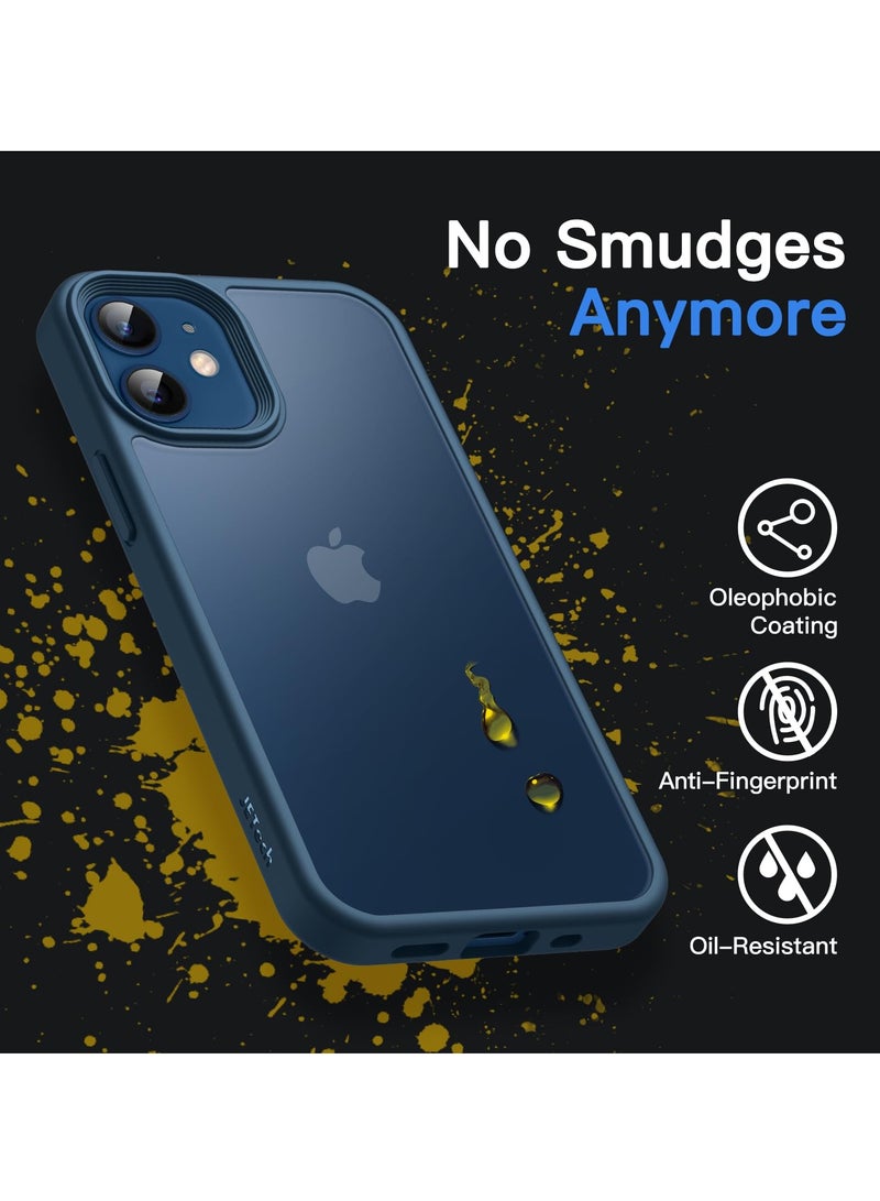 جي تيك حافظة غير لامعة لهاتف آيفون 12 ميني 5.4 بوصة مقاومة للصدمات بدرجة عسكرية حماية من السقوط غطاء خلفي شفاف بلوري مضاد لبصمات الأصابع أزرق - Image 4