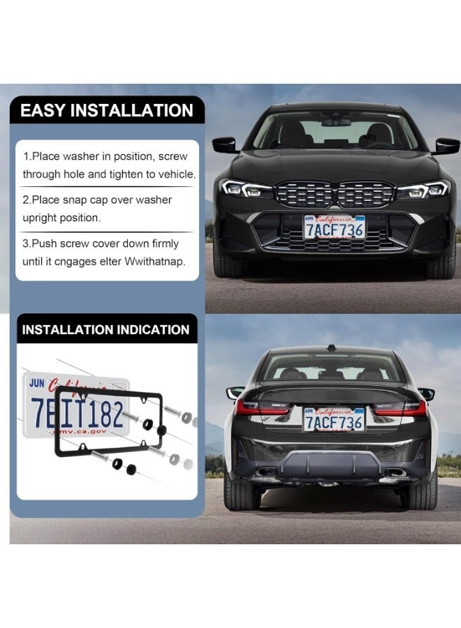 2pcs 4-hole stainless steel license plate frame,  car license plate covers, exterior vehicle accessories, minimalist design with bolt washers suitable for American vehicles - Image 4