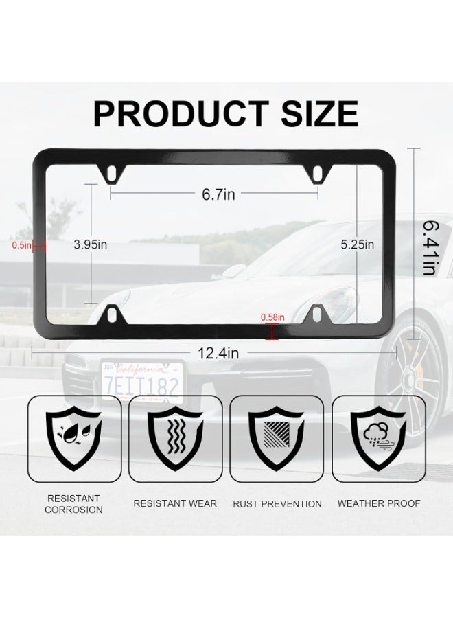 2pcs 4-hole stainless steel license plate frame,  car license plate covers, exterior vehicle accessories, minimalist design with bolt washers suitable for American vehicles - Image 2