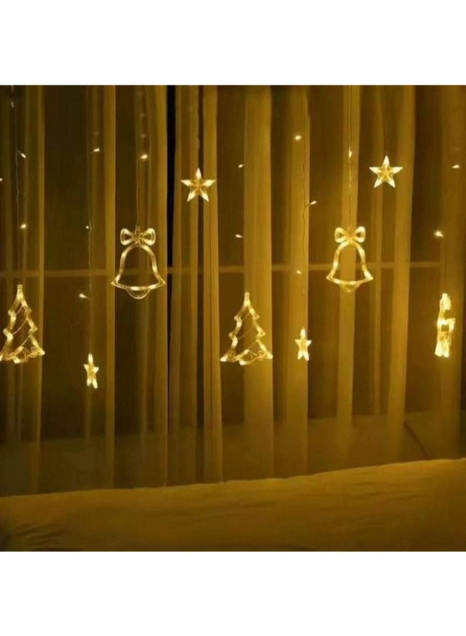 curtain garland string lights with falling LED snowflakes - Image 1