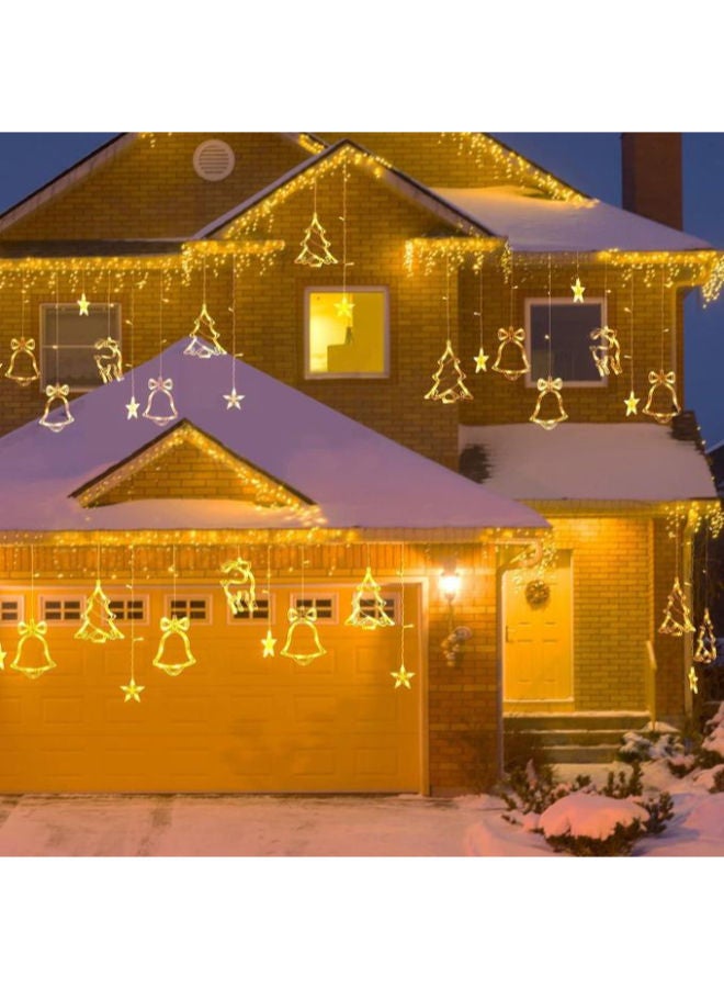 curtain garland string lights with falling LED snowflakes - Image 4