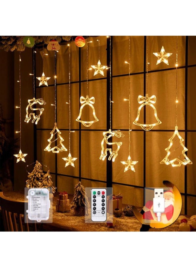 curtain garland string lights with falling LED snowflakes - Image 3