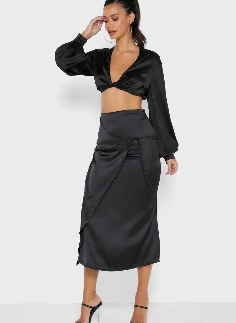 Missguided Tall Tie Side Satin Skirt