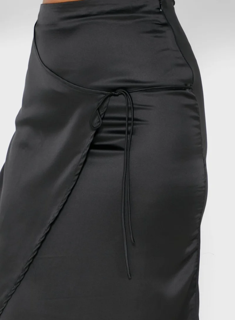 Missguided Tall Tie Side Satin Skirt