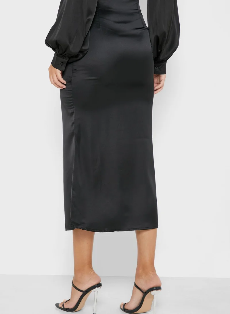 Missguided Tall Tie Side Satin Skirt
