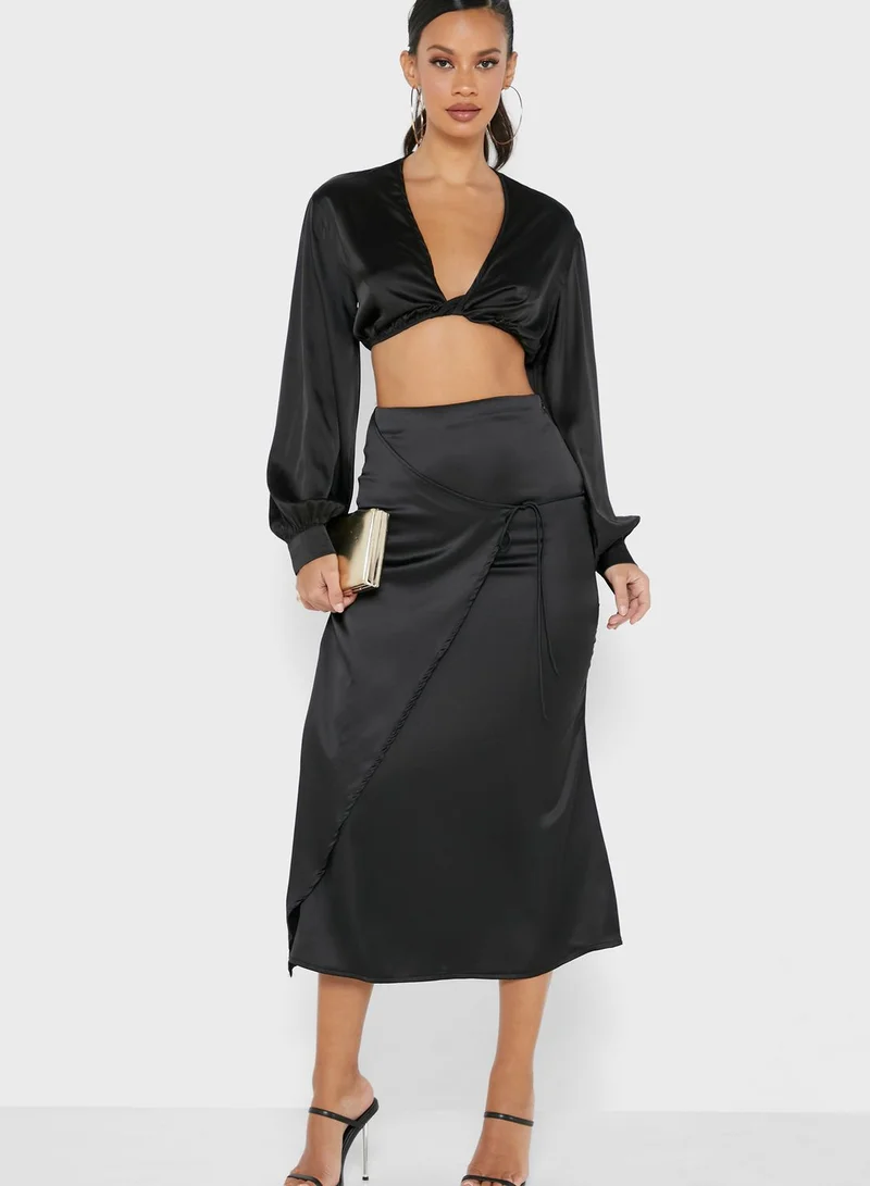 Missguided Tall Tie Side Satin Skirt