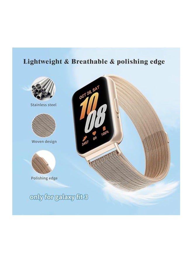 Band for Huawei Watch Fit 3 2024, Magnetic Ring Strap, Stainless Steel Wristband , Metal Mesh Band for Huawei Watch Fit 3, (Gold)  - Image 2