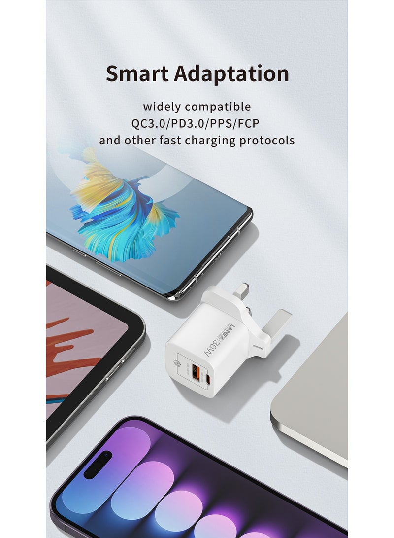 LANEX Travel Phone Charger 30W Gan fast charger (White) - Image 4