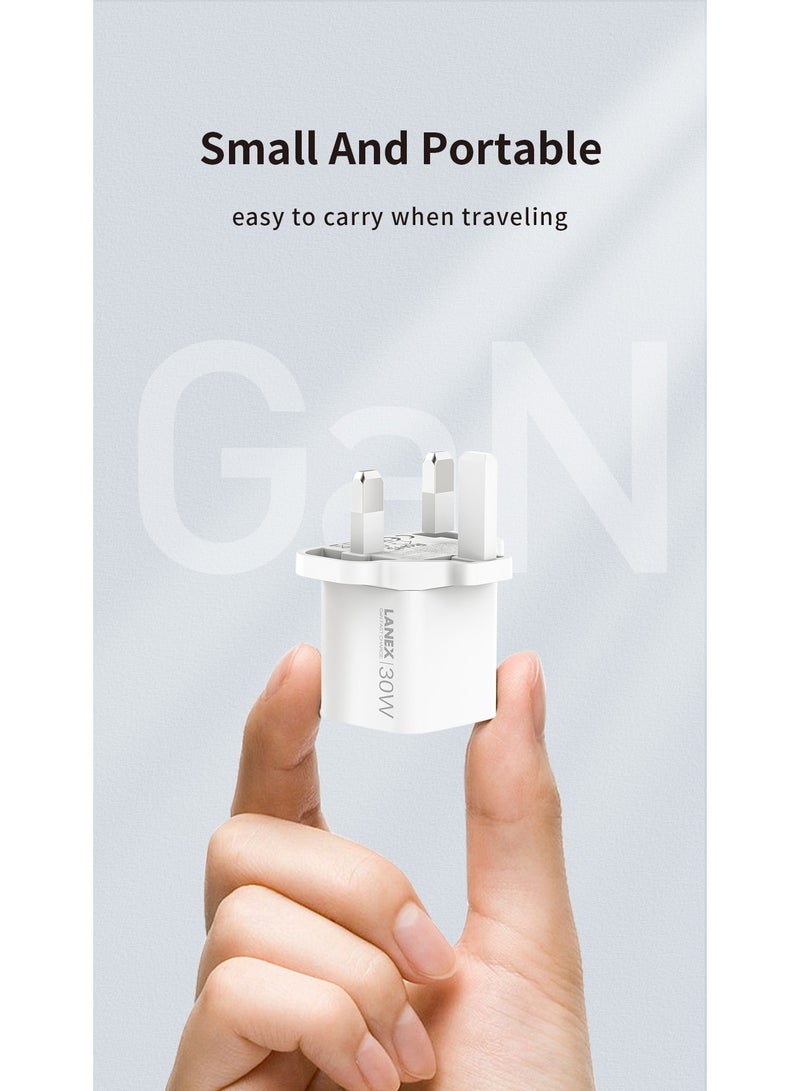 LANEX Travel Phone Charger 30W Gan fast charger (White) - Image 5