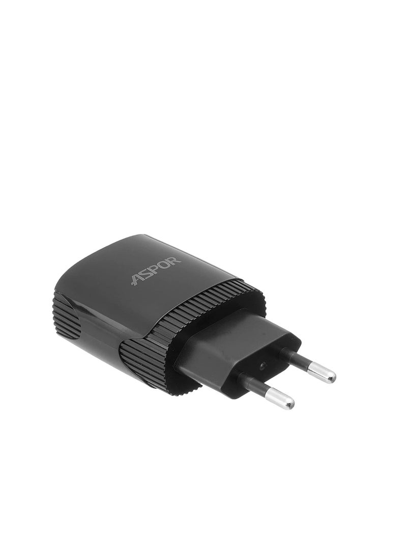 Aspor A812 2.4 A IQ Home charger Plus IPHONE Cable 3 USB - Black  - Image 1