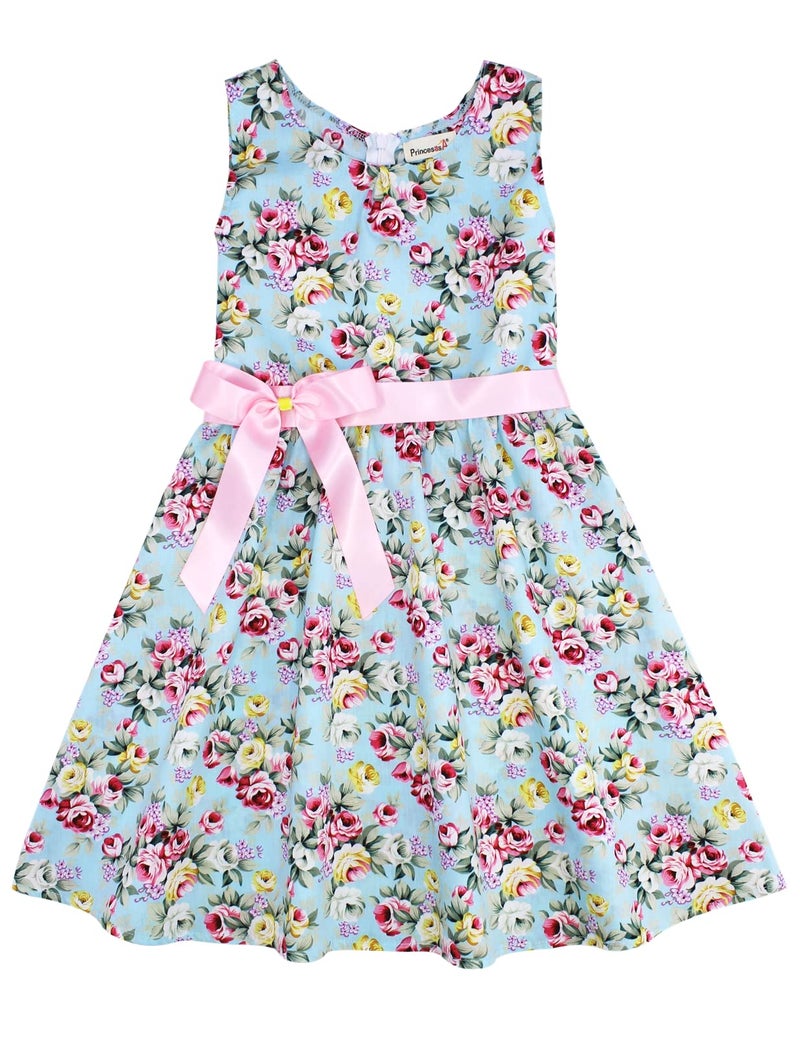 PrinceSasa Summer Cotton Dresses Girls Kids Floral Dress for Child,E5,5-6 Years(Size 130) - Image 5