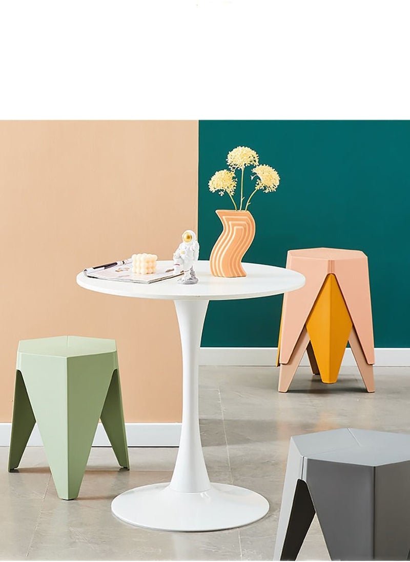 Merry Moments - Modern Plastic Stool Plastic Seat Creative Minimalist Nordic Stool for Living Room Dining Office Hotel Green 34x32x45cm - Image 1
