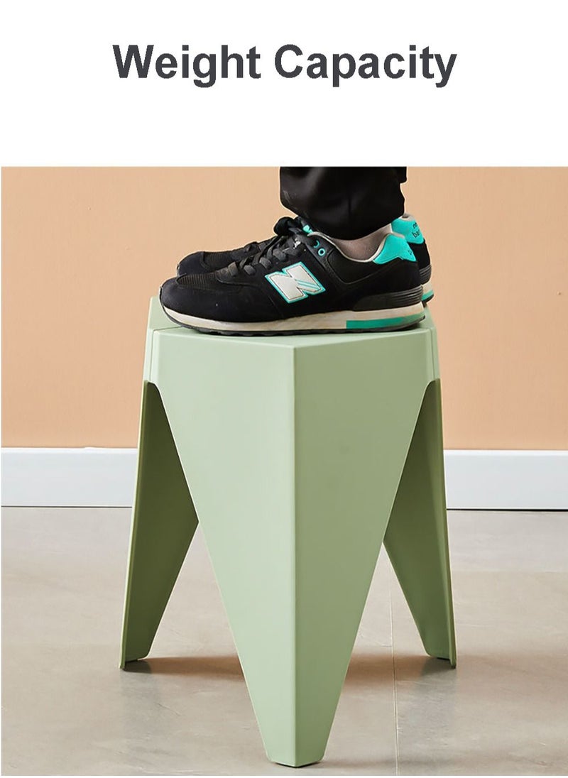 Merry Moments - Modern Plastic Stool Plastic Seat Creative Minimalist Nordic Stool for Living Room Dining Office Hotel Green 34x32x45cm - Image 1