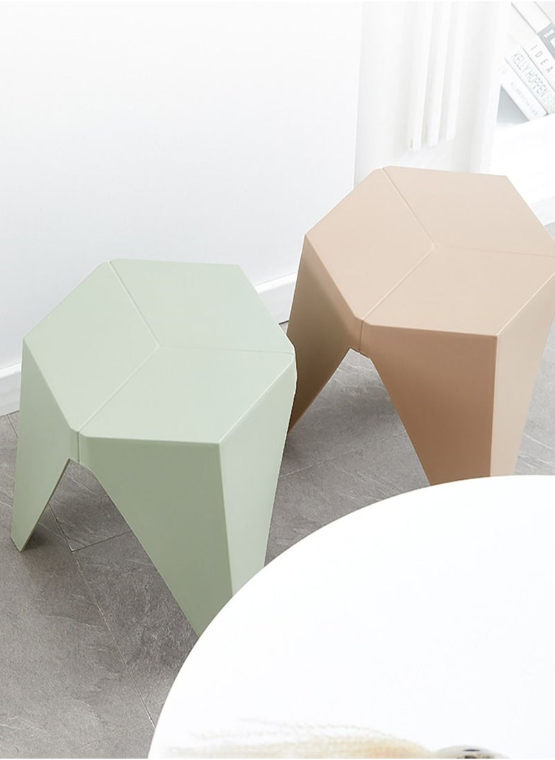 Merry Moments - Modern Plastic Stool Plastic Seat Creative Minimalist Nordic Stool for Living Room Dining Office Hotel Green 34x32x45cm - Image 1