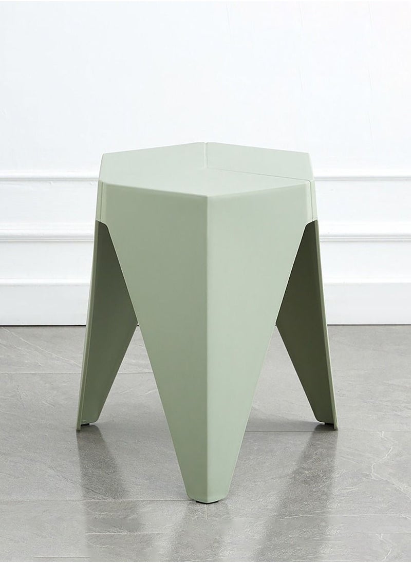 Merry Moments - Modern Plastic Stool Plastic Seat Creative Minimalist Nordic Stool for Living Room Dining Office Hotel Green 34x32x45cm - Image 1