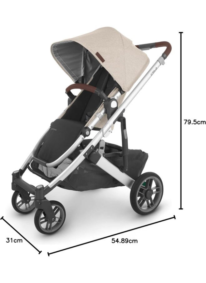 UPPAbaby Cruz V2 Stroller For Infants And Toddlers Declanoat Melange With Silver Frame And Chestnut Leather – Large Storage Basket, Upf 50+ Canopy, No - Rethread Harness  - Image 5