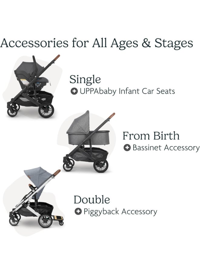 UPPAbaby Cruz V2 Stroller For Infants And Toddlers Declanoat Melange With Silver Frame And Chestnut Leather – Large Storage Basket, Upf 50+ Canopy, No - Rethread Harness  - Image 4