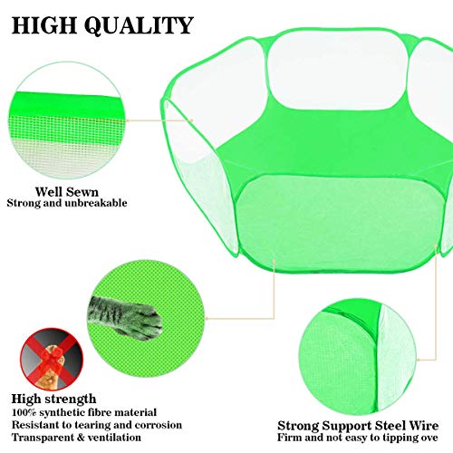 GABraden Small Animals Tent,Reptiles Cage,Breathable Transparent Pet Playpen Pop Open Outdoor/Indoor Exercise Fence,Portable Yard Fence (Cool Green) - Image 2
