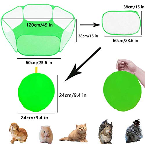 GABraden Small Animals Tent,Reptiles Cage,Breathable Transparent Pet Playpen Pop Open Outdoor/Indoor Exercise Fence,Portable Yard Fence (Cool Green) - Image 3