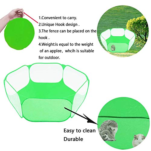 GABraden Small Animals Tent,Reptiles Cage,Breathable Transparent Pet Playpen Pop Open Outdoor/Indoor Exercise Fence,Portable Yard Fence (Cool Green) - Image 5