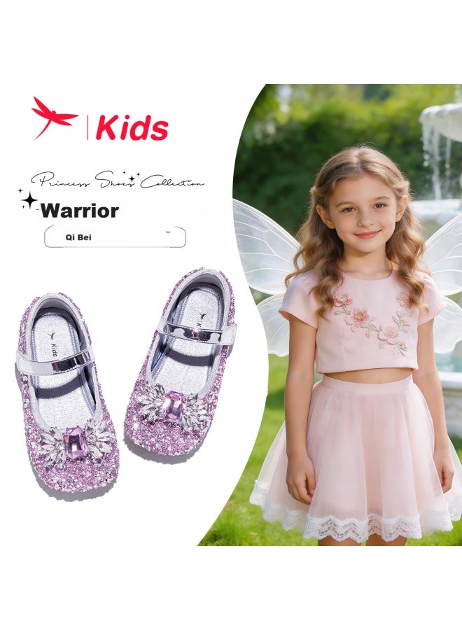 Red Dragonfly Girls' Spring Summer Crystal Elsa Princess Soft Sole Performance Children's Leather Shoes Q53bd042 Pink Size 34 - Image 2
