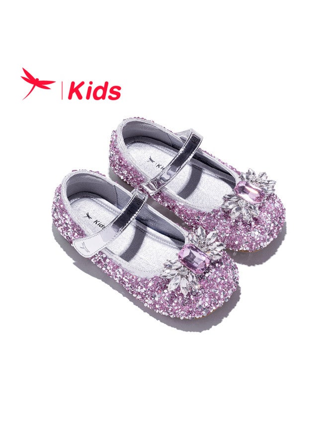 Red Dragonfly Girls' Spring Summer Crystal Elsa Princess Soft Sole Performance Children's Leather Shoes Q53bd042 Pink Size 34 - Image 4