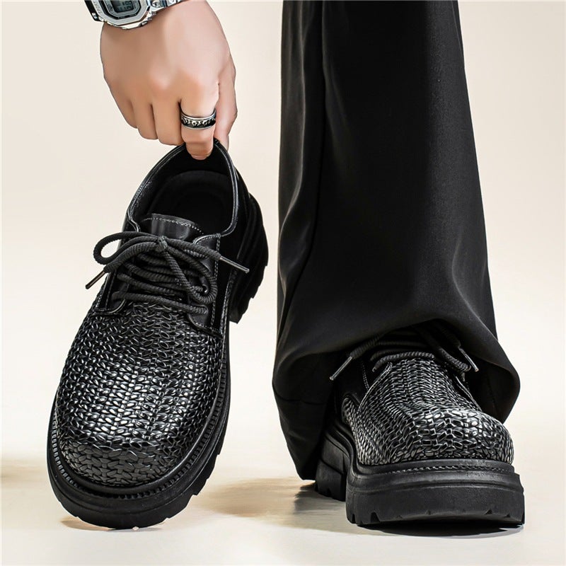 All-Black Men'S Shoes With Thick Soles And Height Increase, Large Toe Leather Shoes For Men, 2026 New Style, British Style Versatile Trendy Shoes For Men - Image 5