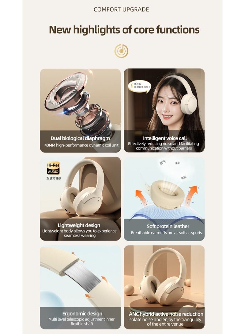 AirYoung سماعات رأس لاسلكية بخاصية إلغاء الضوضاء، سماعة رأس بلوتوث قابلة للطي فوق الأذن ANC Playtime سماعة رأس بلوتوث لاسلكية عالية الجودة - Image 2