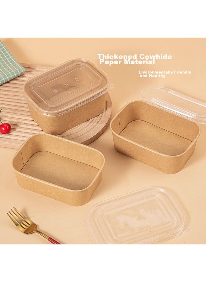 Jiachi Disposable Food Containers, Thickened 750ml*20 Sets, Kraft Paper Square Takeout Boxes, Paper Bowls, Camping Packing Boxes, Tableware - Image 5