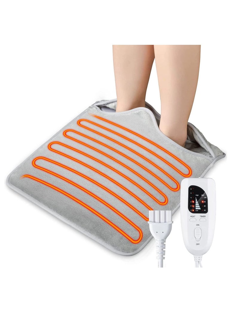 Generic Electric Heated Foot Warmer Double Side Foot Heating Pad Ultra Soft Flannel Electric Fast Heating Pad Auto Shut Off 6 Temperature 4Timer Setting Foot and Hand Pain Relief  - Image 1