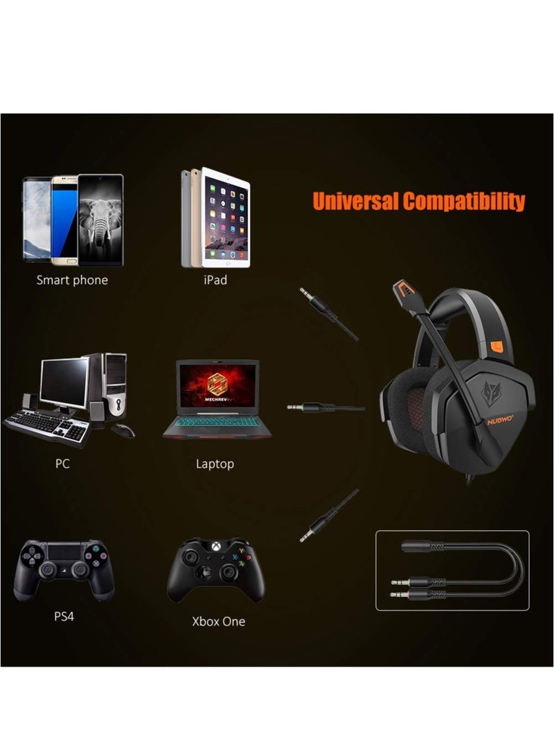 نوبو سماعة ألعاب N16، ميكروفون عازل للضوضاء، سماعات رأس سلكية فوق الأذن، صوت ستيريو، مشغلات 50 مم، مقبس صوت 3.5 مم، لأجهزة PS5/ PS4/ Xbox/ Switch/ PC/ Laptop، أسود - Image 5