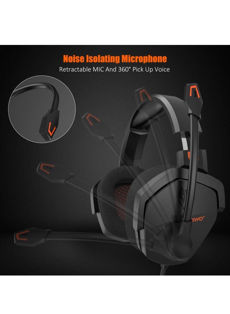نوبو سماعة ألعاب N16، ميكروفون عازل للضوضاء، سماعات رأس سلكية فوق الأذن، صوت ستيريو، مشغلات 50 مم، مقبس صوت 3.5 مم، لأجهزة PS5/ PS4/ Xbox/ Switch/ PC/ Laptop، أسود - Image 4