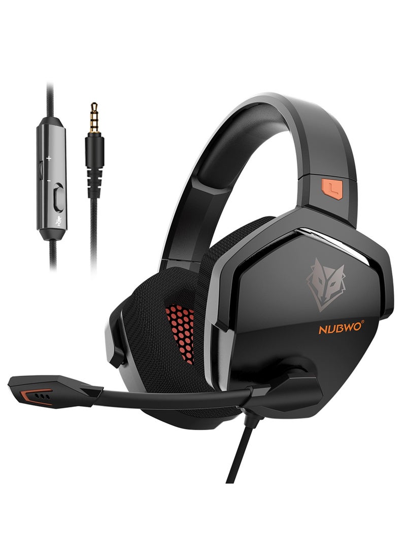 نوبو سماعة ألعاب N16، ميكروفون عازل للضوضاء، سماعات رأس سلكية فوق الأذن، صوت ستيريو، مشغلات 50 مم، مقبس صوت 3.5 مم، لأجهزة PS5/ PS4/ Xbox/ Switch/ PC/ Laptop، أسود - Image 1