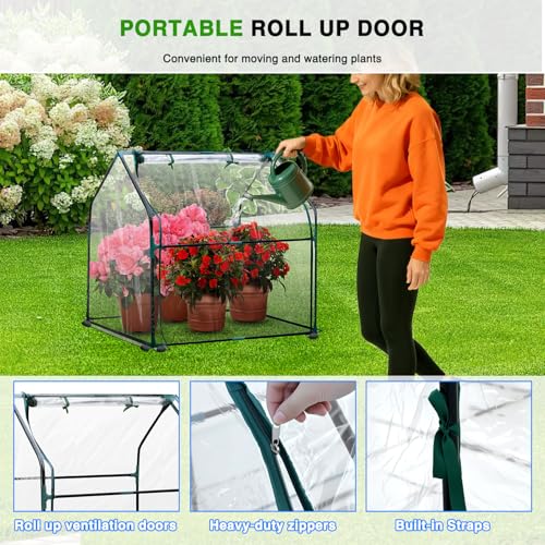 Yesker Mini Greenhouse 36"x18"x33" Portable Small Green House for Indoor Outdoor Greenhouses with PVC Cover Compact Greenhouses Kit for Winter Gardening Balcony Patio Outside Backyard Plant Protection - Image 3