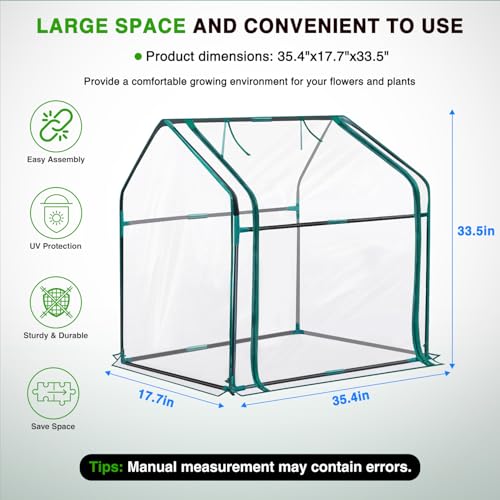 Yesker Mini Greenhouse 36"x18"x33" Portable Small Green House for Indoor Outdoor Greenhouses with PVC Cover Compact Greenhouses Kit for Winter Gardening Balcony Patio Outside Backyard Plant Protection - Image 2