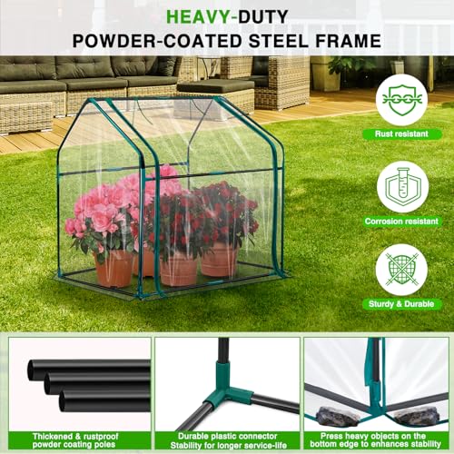 Yesker Mini Greenhouse 36"x18"x33" Portable Small Green House for Indoor Outdoor Greenhouses with PVC Cover Compact Greenhouses Kit for Winter Gardening Balcony Patio Outside Backyard Plant Protection - Image 5