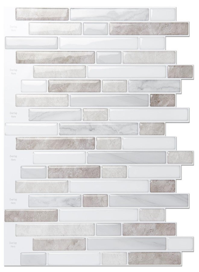 LONGKING 10 Sheet Marble Peel and Stick Backsplash for Kitchen,Self-Adhesive Tile Backsplash for Kitchen, Bathroom, 12in x 12in, (Beige & White) - Image 1